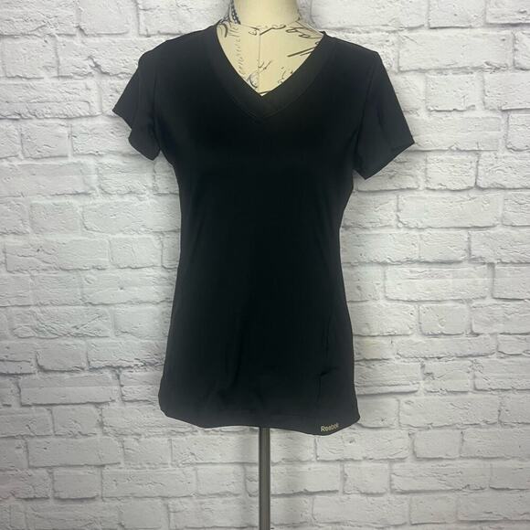 Rebook Play Dry Black Sports T-Shirt Women Size Medium - Picture 1 of 6